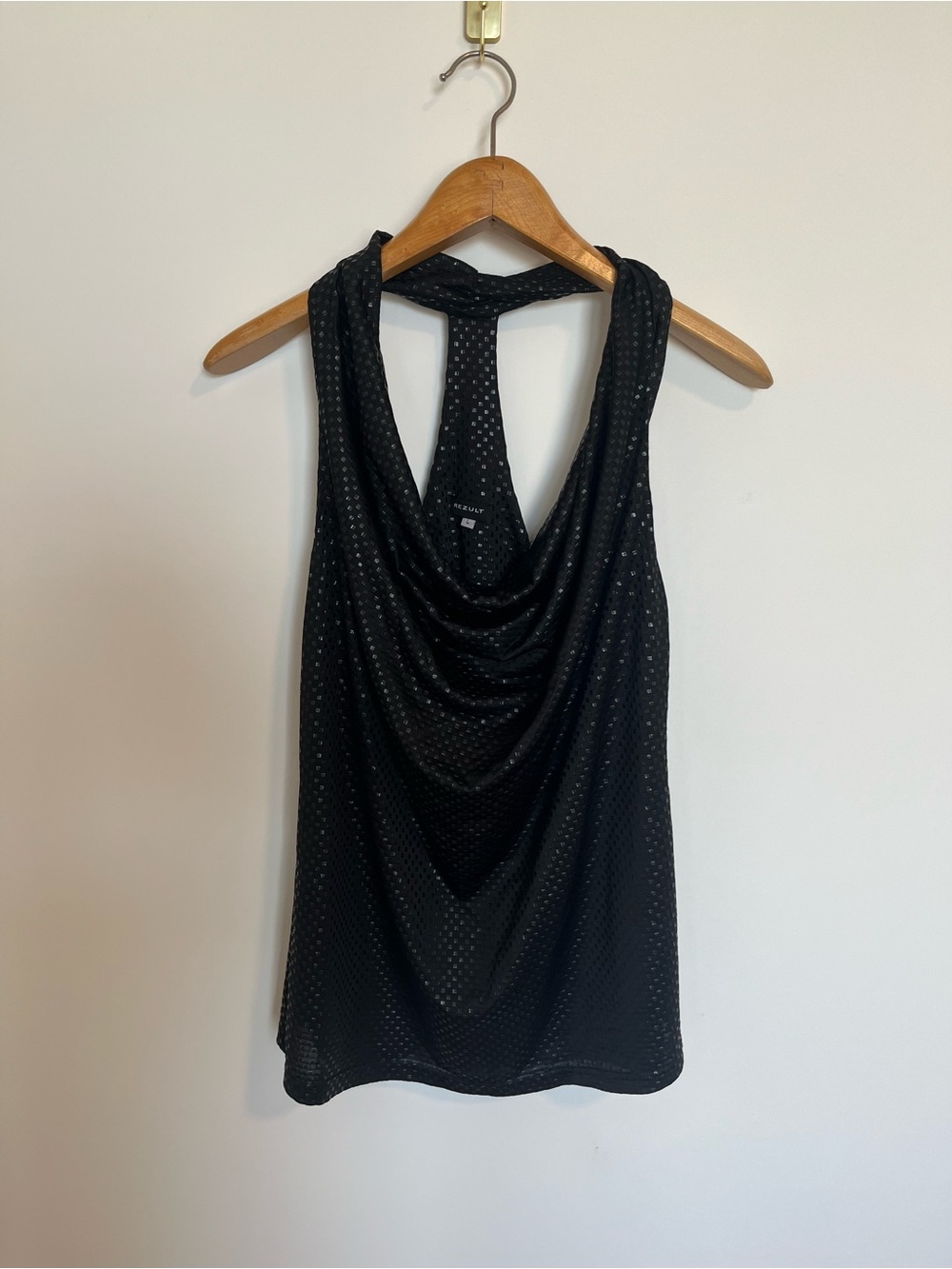 Black Draped Halter Tank Top
